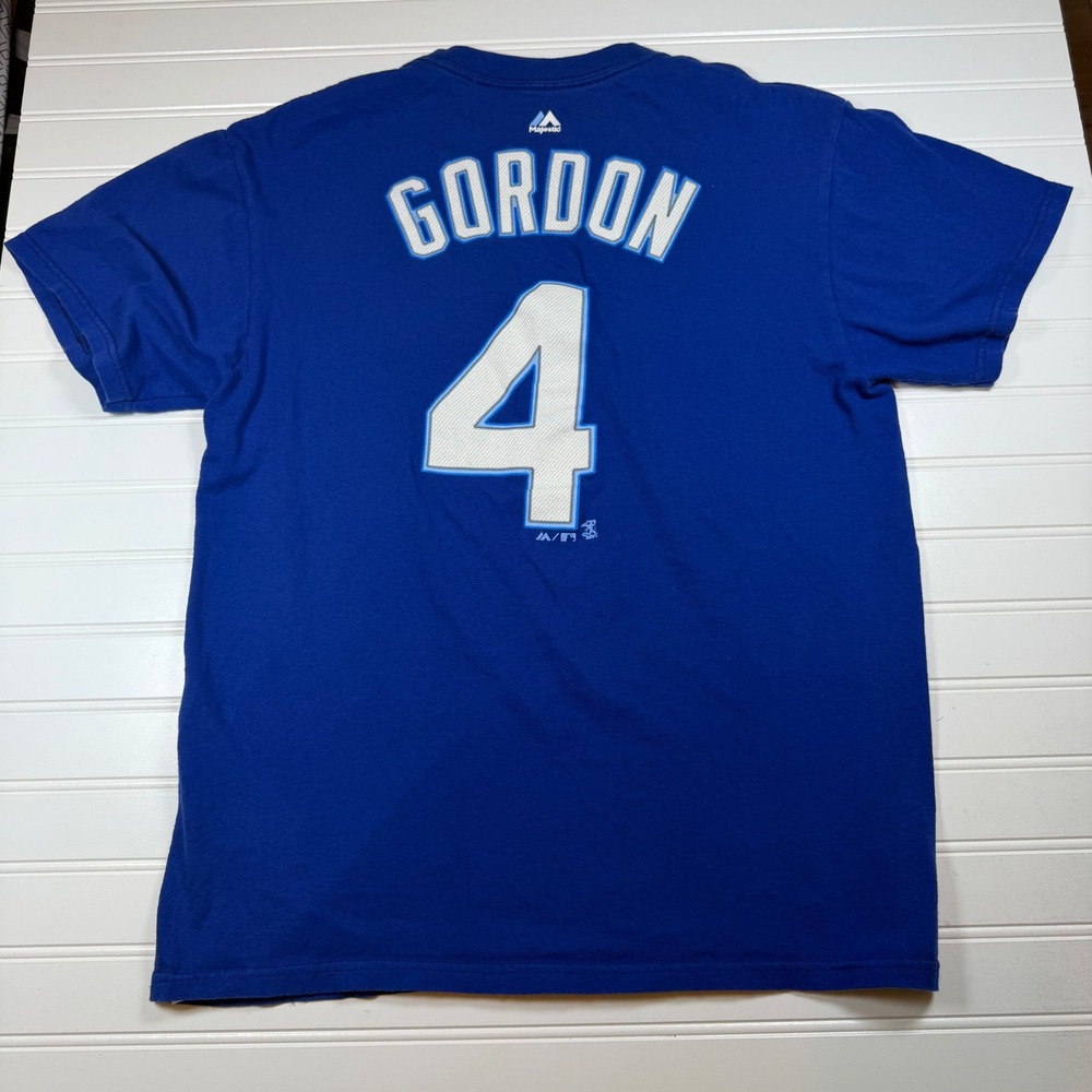 Majestic‎ Kansas City Royals Alex Gordon 4 MLB T-Shirt Mens Medium Blue Cotton